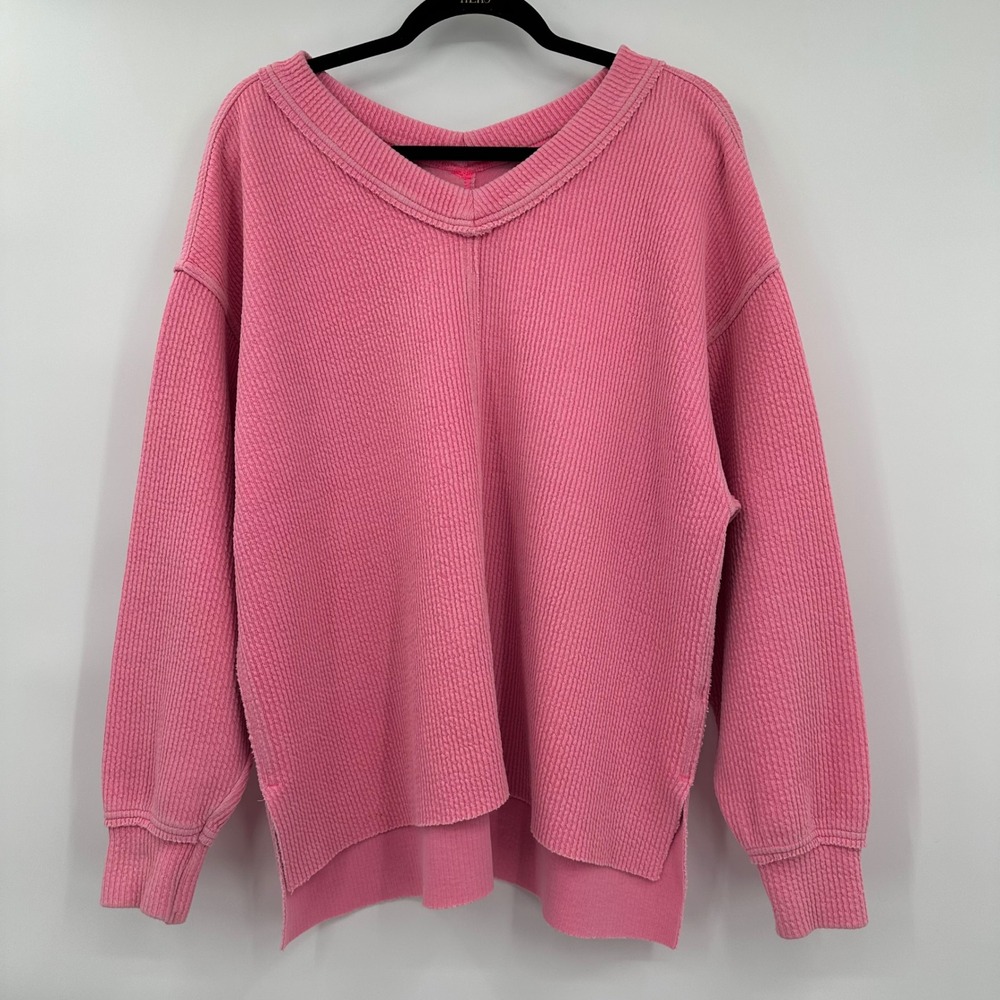 Aerie Wonder Textured‎ V-Neck Sweatshirt
Oversized Loungewear Pink Size Small